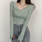 Women Long Sleeve Shirt Casual Bottoming Shirt Autumn