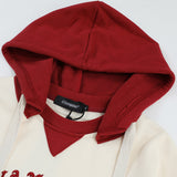 Men Hoodie Crew Neck Hooded Sweater Contrast Color Embroidery Long Sleeve Loose Top