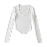 Women T-Shirt Female Spring and Autumn Solid Color Short-Sleeved T-shirt