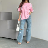 Women Jeans Spring and Autumn Women Loose Draping Effect Straight-Leg Pants
