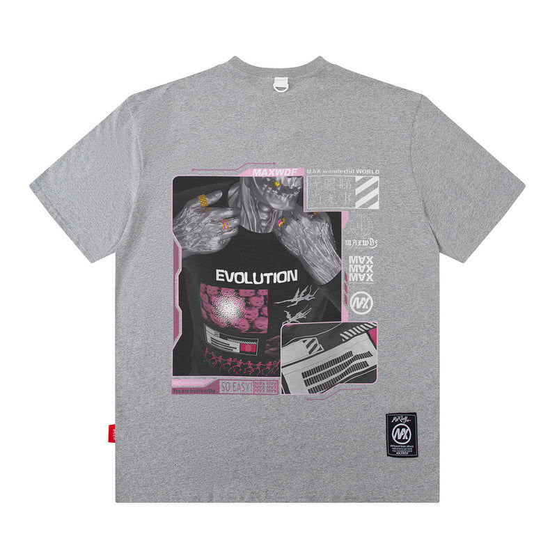 Men T Shirt Hiphop Street Printing Short-Sleeved T-shirt Men and Women Couple