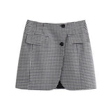Women Skirt Autumn Suit Fashion Short Houndstooth