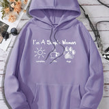 Sunshine Coffee Dogs Print Kangaroo Pocket Hoodie