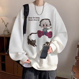 Men Hoodie round Neck Sweater Men's Autumn Chinese Cotton Long Sleeve T-shirt Retro Loose