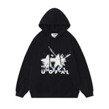 Men Hoodie Flocking Embroidered Five-Pointed Star Hooded Sweater