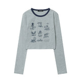 Women Long Sleeve T-Shirt Printed Short-Sleeved T-shirt Women's Spring and Autumn Casual