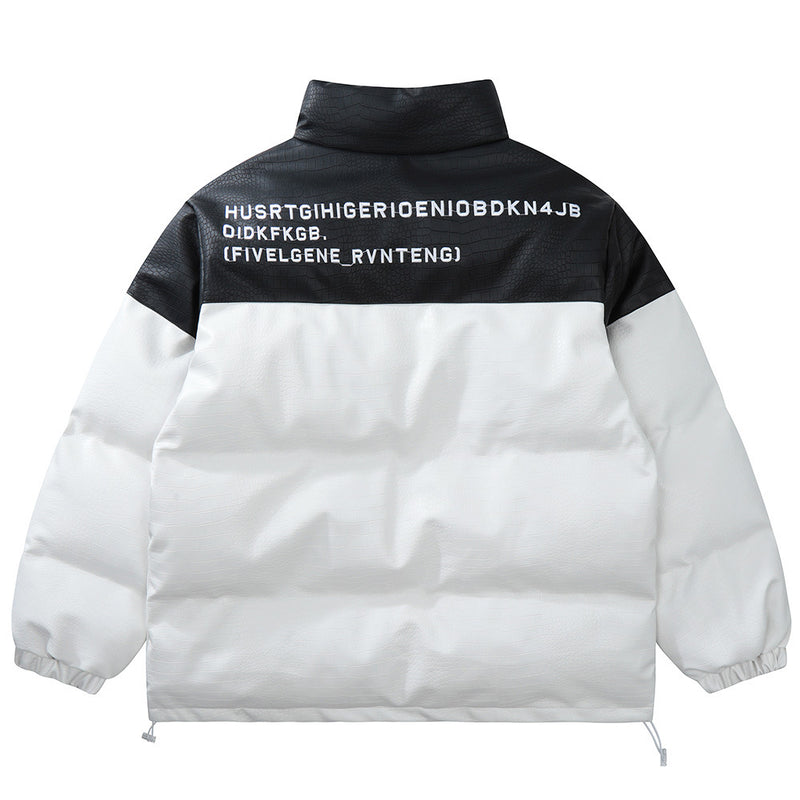 Men Cotton Mixed Jacket Coat Pattern Cotton Coat Jacket Men's Winter Loose Stitching Thickening