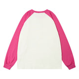 Men Hoodie round Neck Base Sweater Men's Autumn and Winter Color-Block Raglan Sleeves T-shirt