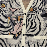 Kapital Sweater Vintage Jacquard Tiger Totem Knitted V-neck Japanese Sweaters Cardigan Jacket