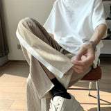 Men Sweatpants Ice Silk Slit Casual Pants Men's Summer