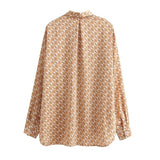 Women T-shirt Fall Women's Clothing Printed Loose Shirt Long Sleeve Top