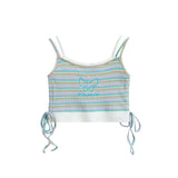 Women Vest Color Striped Vest Girls Summer Casual Short Sling