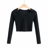 Women T-Shirt Hooded Long Sleeve T-shirt Shorts