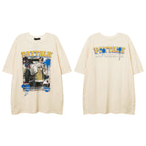 Men T Shirt Anime Print Short Sleeve T-shirt Vintage Loose Couple