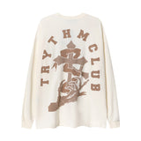 Men Long Sleeve Shirt Long T-shirt Men's and Women's Trendy Loose Street American Long Sleeve Top