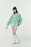 Unisex Jacket Autumn Letters Embroidery Gradient Denim Girls