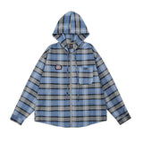 Men Long Sleeved T Shirt Striped Plaid Hooded Shirt Coat Spring and Autumn Loose Casual Long Sleeves Hooded Shirt