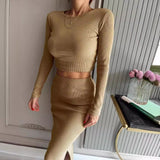 Women Co-Ord Set Turtleneck Long Sleeve Narrow Skirt Suit Women