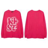 Men Long Sleeve Shirt Dark Series Graffiti Printing Upper Clothes Long Sleeves T-shirt Men and Women