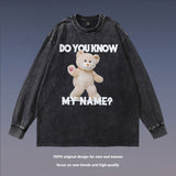 Men Long Sleeve Shirt Autumn High Street Printed Washed Long Sleeve Bottoming T-shirt for Men and Women