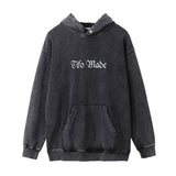 Men Hoodie Sunflower Flower Printed Hoodie Loose Washed-out Distressed Worn Hoodie