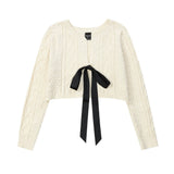 Women Sweater Short Sweater Girls Autumn Casual Twist Long Sleeve