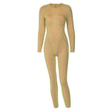 Women Jumpsuit Women's Spring Slim-Fitting round Neck Jumpsuit