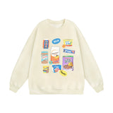 Men Hoodie Fun Snacks Graphic Print Crew Neck Sweatshirt