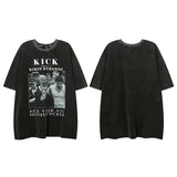 Men T Shirt Vintage Print Short Sleeves T-shirt Men and Women Couple Loose