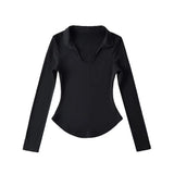 Women T-Shirt Solid Color T-shirt Women's Spring Slim-Fit Long-Sleeved Bottoming Shirt Top
