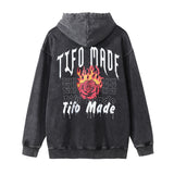 Men Hoodie Printed Hoodie Men's Loose Washed-out Distressed