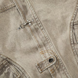 Men Denim Jacket Washed Do the Old Cowboy Coat Men's Loose Casual Spring and Autumn Stitching Jacket
