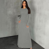 Women Dresses Winter Fashion round-Neck Long-Sleeved Dress