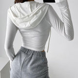 Women T-Shirt Autumn Pullover Hooded Slim Fit T-shirt