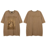 Men T Shirt Vintage Old Wash Couple Short Sleeve T-shirt Men and Women