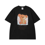 Men's T Shirt Cartoon Printed Short-Sleeved T-shirt Men's and Women's Retro Loose Couple