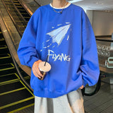Men Hoodie Sweater Loose Crew Neck Top Trendy Ins Hong Kong Style