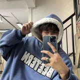 Men Hoodie Sweater Men's Autumn and Winter Korean Style Trendy Letters Loose and Warm Top