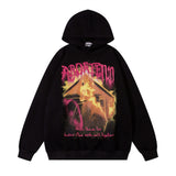 Men Hoodie Flame Printed Hoodie Casual Loose Pullover Top