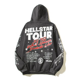 HS Hoodie Retro Distressed Letters Graffiti Printing Loose