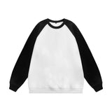 Men Hoodie Raglan Sleeve round Neck Sweater Men's Spring and Autumn Loose Casual