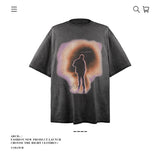 American vintage street T-shirt pure cotton retro men's and women's summer loose