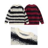 Men Long Sleeve Shirt Navy Fur Striped Knitted Couple's Tops All-Match Sweater for Men and Women