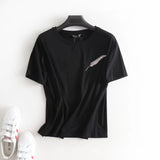 Women T-Shirt Short-Sleeved T-shirt Women round Neck White Base