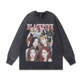 Men Long Sleeve Shirt Vintage Washed and Worn Long Sleeve T-shirt Men's and Women's Oversize Top Autumn