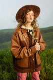 Unisex Jacket Autumn Three-Color Stitching Pu Coat Women's Clothing