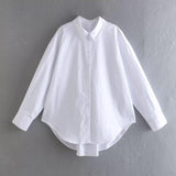 Women T-Shirt Loose Boyfriend Style White Shirt Vintage Sun Protection Long Sleeve