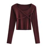 Women T-Shirt I round Neck Long Sleeve T-shirt Female Spring Undershirt