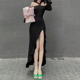 Women's Desses Dress Ruffled Slit Dress for Women