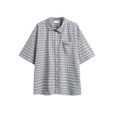 Unisex Jacket Fall Short Sleeve Plaid Shirt Women's Clothing